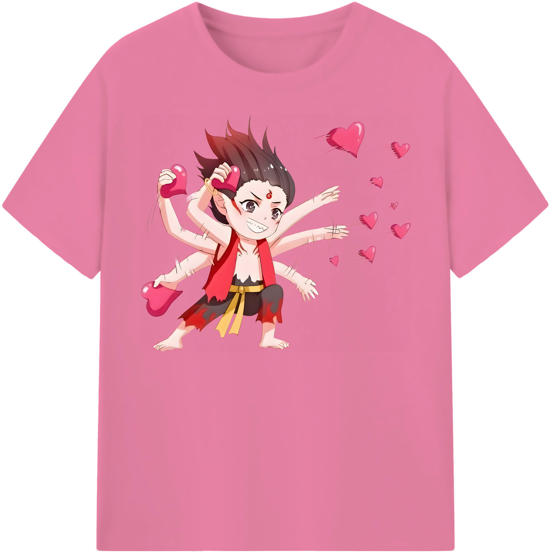 （画像用） Ne Zha 2 ナタ 魔童の大暴れ 綿100％半袖Tシャツ（フロントプリント）